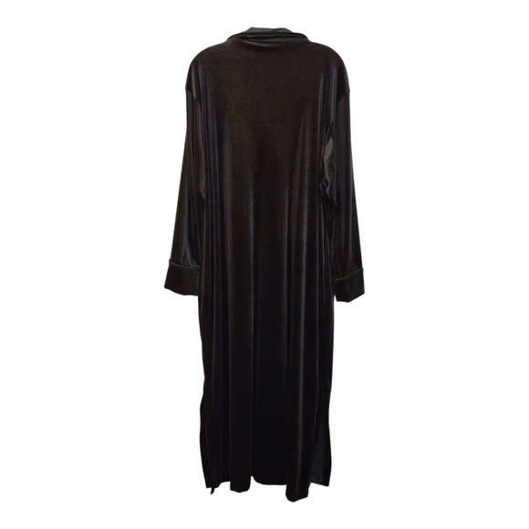 Lauren Ralph Lauren Black Velour Zip Front Lounge Dress Size 1X Velvet Midi - Picture 6 of 13